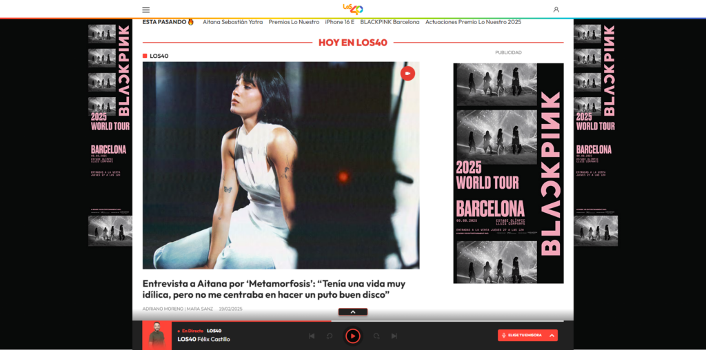 Lloc web de Los 40, on podrem trobar informació sobre la música d'Estopa