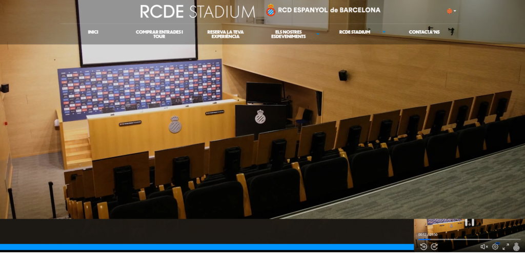 Captura de pantalla de la web de RCDE Stadium - Conciertos y Eventos